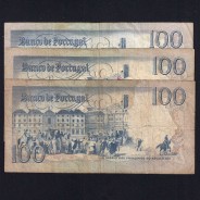 Lote 3 assinaturas 100 Escudos Bocage 12/03/1985, 100$00 Cem Escudos 12/03/1985 Chapa:8 Banco de Portugal, (MC), Pick 178d