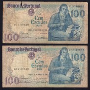 Lot 4 signatures 100 Escudos Bocage 03/12/1985, 100$00 One Hundred Escudos 03/12/1985 Plate:8 Banco de Portugal, (MC), Pick 178d