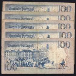 Lote 5 assinaturas 100 Escudos Bocage 12/03/1985, 100$00 Cem Escudos 12/03/1985 Chapa:8 Banco de Portugal, (MC), Pick 178d