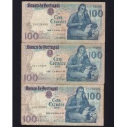 Lot 5 signatures 100 Escudos Bocage 03/12/1985, 100$00 One Hundred Escudos 03/12/1985 Plate:8 Banco de Portugal, (MC), Pick 178d