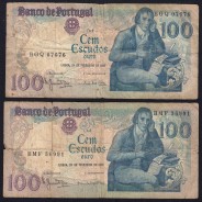 Lote 4 assinaturas 100 Escudos Bocage 24/02/1981, 100$00 Cem Escudos 24/02/1981 Chapa:8 Banco de Portugal, (MC), Pick 178b
