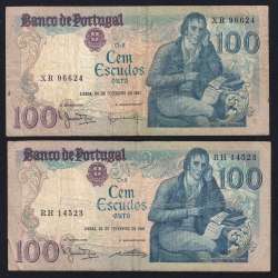Lote 4 assinaturas 100 Escudos Bocage 24/02/1981, 100$00 Cem Escudos 24/02/1981 Chapa:8 Banco de Portugal, (MC), Pick 178b