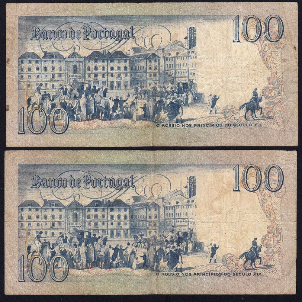 Lot 4 signatures 100 Escudos Bocage 02/24/1981, 100$00 One Hundred Escudos 02/24/1981 Plate:8 Banco de Portugal, (MC), Pick 178b