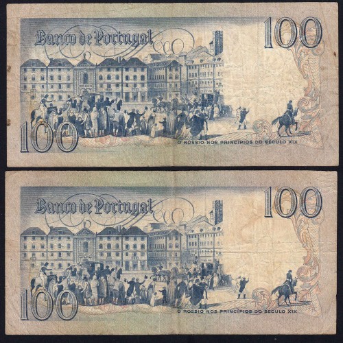 Lot 4 signatures 100 Escudos Bocage 02/24/1981, 100$00 One Hundred Escudos 02/24/1981 Plate:8 Banco de Portugal, (MC), Pick 178b