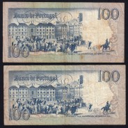 Lot 4 signatures 100 Escudos Bocage 02/24/1981, 100$00 One Hundred Escudos 02/24/1981 Plate:8 Banco de Portugal, (MC), Pick 178b
