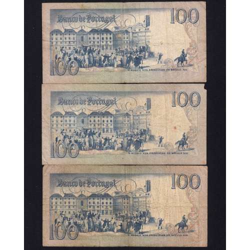Lote 3 assinaturas 100 Escudos Bocage 24/02/1981, 100$00 Cem Escudos 24/02/1981 Chapa:8 Banco de Portugal, (MC), Pick 178b