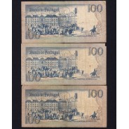 Lot 3 signatures 100 Escudos Bocage 02/24/1981, 100$00 One Hundred Escudos 02/24/1981 Plate:8 Banco de Portugal, (MC), Pick 178b