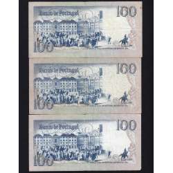 Lot 3 signatures 100 Escudos Bocage 06/04/1985, 100$00 One Hundred Escudos 06/04/1985 Plate:8 Banco de Portugal, (MC), Pick 178e