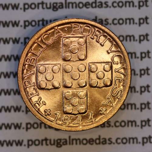 Portugal, bronze coin of 10 centavos 1944 Portuguese Republic, X centavos 1944 Bronze (UNC), World Coins Portugal KM 583