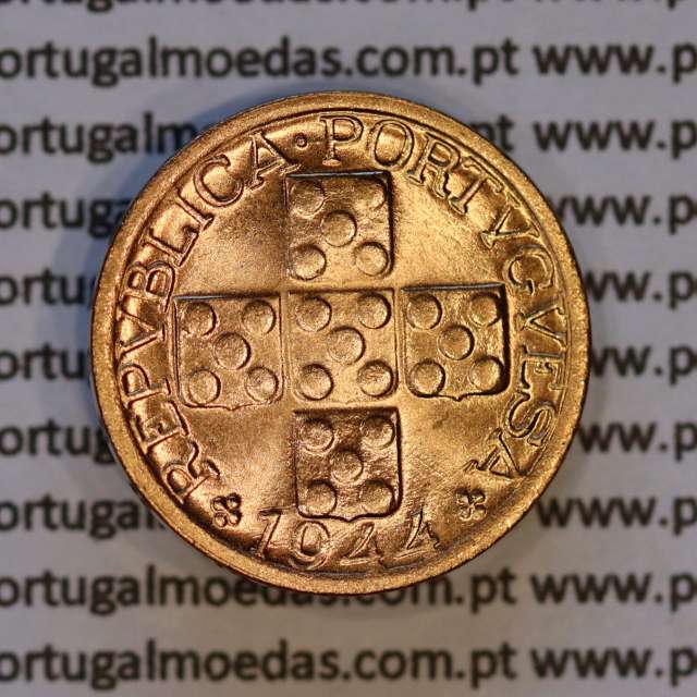 Portugal, bronze coin of 10 centavos 1944 Portuguese Republic, X centavos 1944 Bronze (UNC), World Coins Portugal KM 583