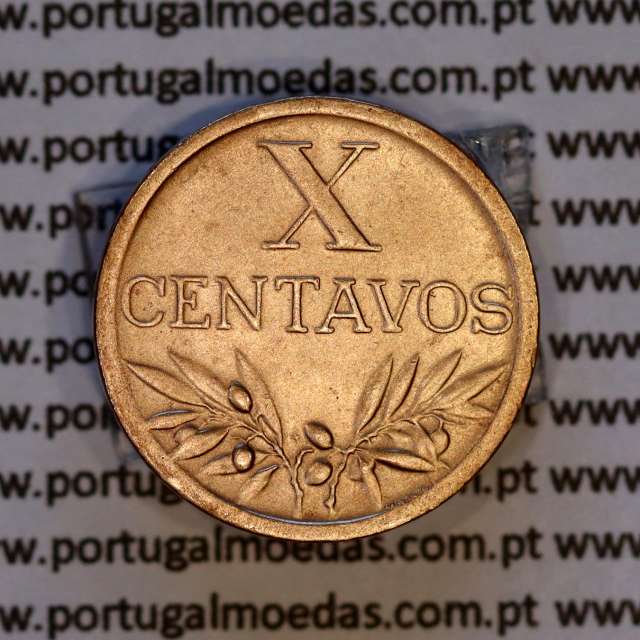 X centavos 1944 Bronze Republica Portuguesa, 10 centavos 1944 bronze, (MBC+/Bela-), World Coins Portugal KM 583