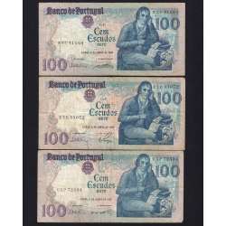 Lot 5 signatures 100 Escudos Bocage 06/04/1985, 100$00 One Hundred Escudos 06/04/1985 Plate:8 Banco de Portugal, (MC), Pick 178e