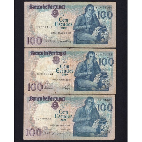 Lote 5 assinaturas 100 Escudos Bocage 04/06/1985, 100$00 Cem Escudos 04/06/1985 Chapa:8 Banco de Portugal, (MC), Pick 178e