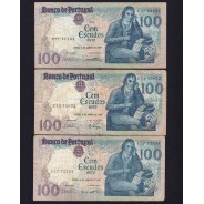 Lot 5 signatures 100 Escudos Bocage 06/04/1985, 100$00 One Hundred Escudos 06/04/1985 Plate:8 Banco de Portugal, (MC), Pick 178e
