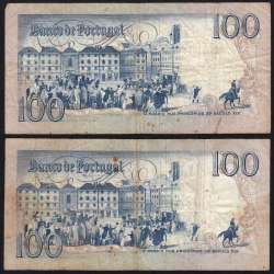 Lot 5 signatures 100 Escudos Bocage 06/04/1985, 100$00 One Hundred Escudos 06/04/1985 Plate:8 Banco de Portugal, (MC), Pick 178e