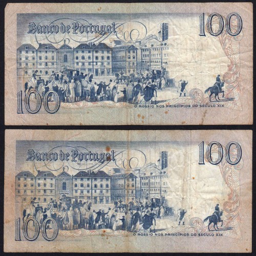 Lot 5 signatures 100 Escudos Bocage 06/04/1985, 100$00 One Hundred Escudos 06/04/1985 Plate:8 Banco de Portugal, (MC), Pick 178e