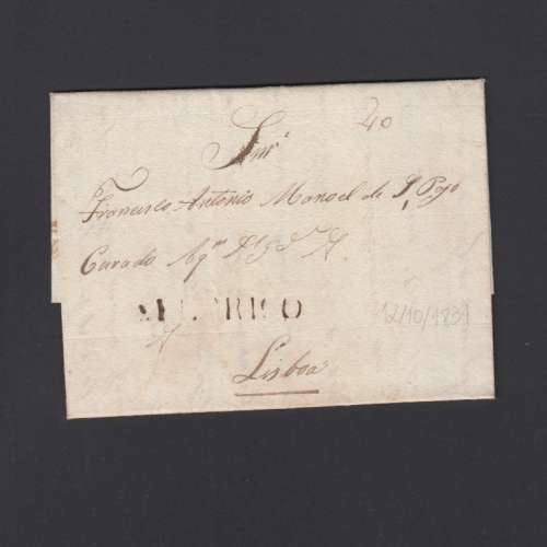 Carta Pré-Filatélica circulada de Celorico "SELORICO" para Lisboa datada de 12-10-1831
