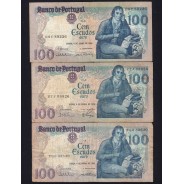 Lot 5 signatures 100 Escudos Bocage 06/04/1985, 100$00 One Hundred Escudos 06/04/1985 Plate:8 Banco de Portugal, (MC), Pick 178e