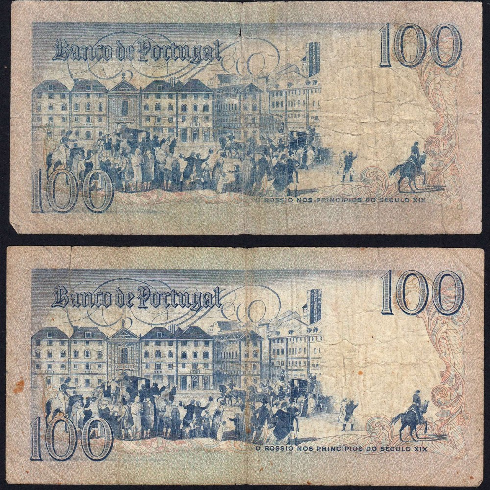 Lote c/ 4 datas de 100 Escudos Bocage, 100$00 Cem Escudos Chapa:8 Banco de Portugal, (MC), Pick 178