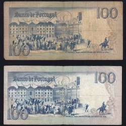 Lot w/ 4 dates of 100 Escudos Bocage, 100$00 One Hundred Escudos Plate: 8 Banco de Portugal, (MC), Pick 178