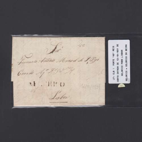 Carta Pré-Filatélica circulada de Celorico "SELORICO" para Lisboa datada de 12-10-1831