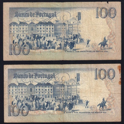 Lote c/ 4 datas de 100 Escudos Bocage, 100$00 Cem Escudos Chapa:8 Banco de Portugal, (MC), Pick 178