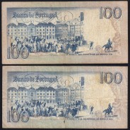 Lot w/ 4 dates of 100 Escudos Bocage, 100$00 One Hundred Escudos Plate: 8 Banco de Portugal, (MC), Pick 178