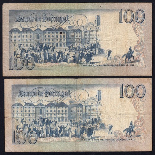 Lote c/ 4 datas de 100 Escudos Bocage, 100$00 Cem Escudos Chapa:8 Banco de Portugal, (MC), Pick 178