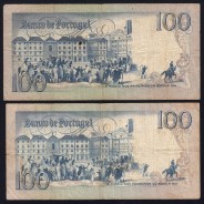 Lot w/ 4 dates of 100 Escudos Bocage, 100$00 One Hundred Escudos Plate: 8 Banco de Portugal, (MC), Pick 178