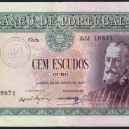 NOTA DE 100 ESCUDOS 1957 ( CIRCULADA ) "100$00 1957 Ch.6 PEDRO NUNES - BANCO DE PORTUGAL (25/06/1957)