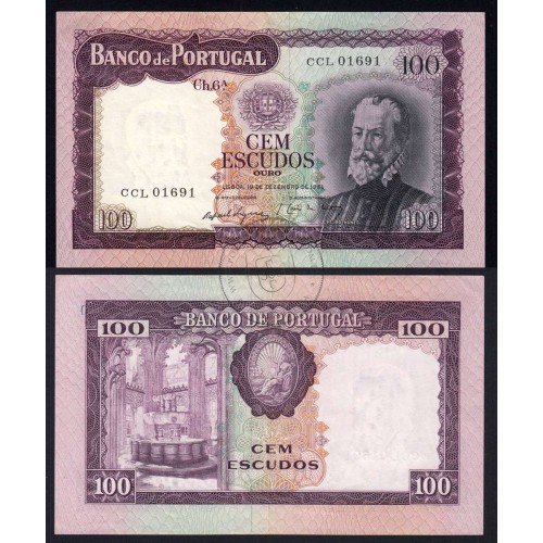 NOTA DE 100 ESCUDOS 1961 ( POUCO CIRCULADA ) "100$00 1961 Ch.6A PEDRO NUNES - BANCO DE PORTUGAL (19/12/1961)
