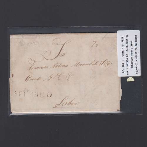 Carta Pré-Filatélica circulada de Celorico "SELORICO" para Lisboa datada de 16-10-1831