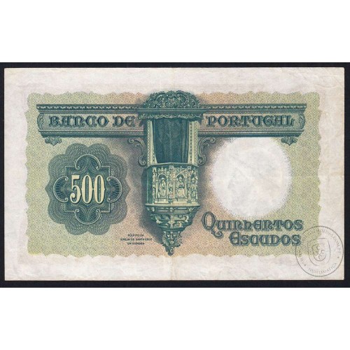 NOTA DE 500 ESCUDOS 1942 ( CIRCULADA ) "500$00 1942 Ch.7 DAMIÃO GÓIS - BANCO DE PORTUGAL (29/09/1942)