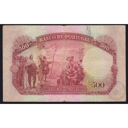 NOTA DE 500 ESCUDOS 1952 ( CIRCULADA ) "500$00 1952 Ch.8 D.JOÃO IV - BANCO DE PORTUGAL (11/03/1952)