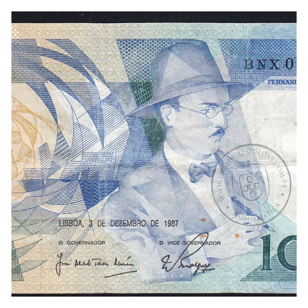 100 Escudos 1987 Fernando Pessoa 03/12/1987, 100$00 Cem Escudos 03/12/1987 Chapa:9 Banco de Portugal, (C), Pick 179d