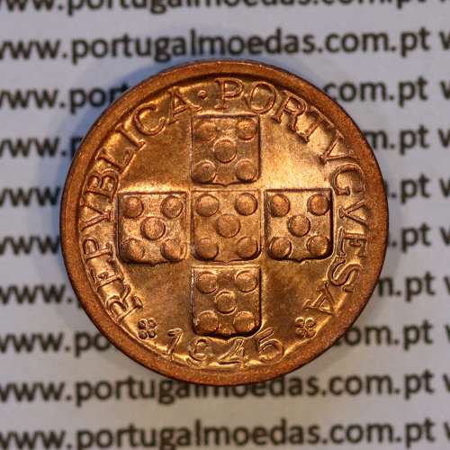 Portugal, bronze coin of 10 centavos 1945 Portuguese Republic, X centavos 1945 Bronze (UNC), World Coins Portugal KM 583