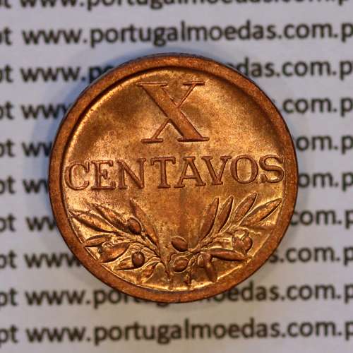 Portugal, bronze coin of 10 centavos 1945 Portuguese Republic, X centavos 1945 Bronze (UNC), World Coins Portugal KM 583