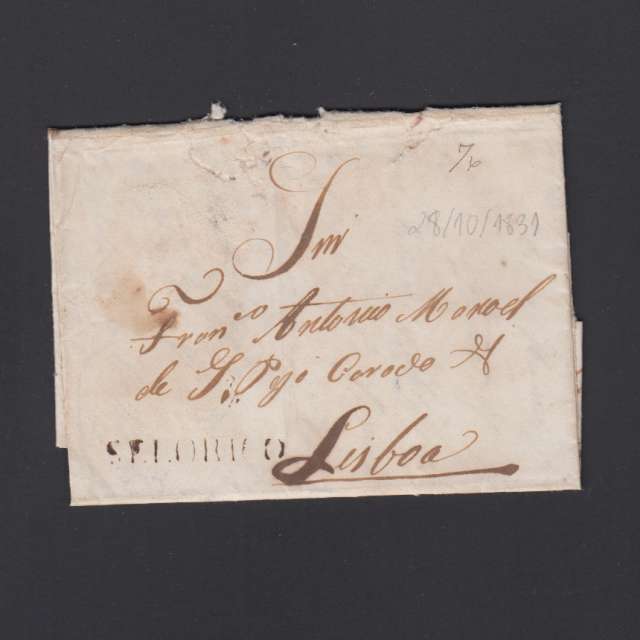 Carta Pré-Filatélica circulada de Celorico "SELORICO" para Lisboa datada de 28-10-1831