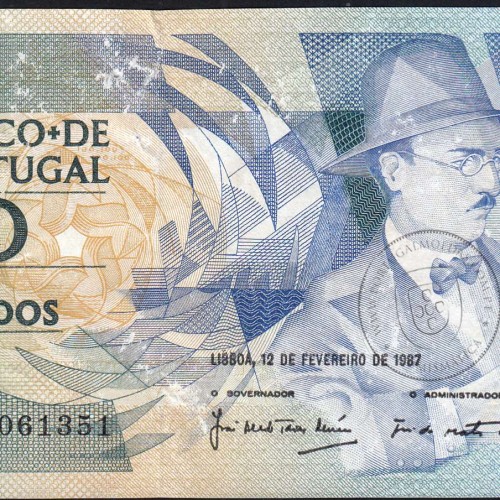 100 Escudos 1987 Fernando Pessoa 12/02/1987, 100$00 Cem Escudos 12/02/1987 Chapa:9 Banco de Portugal, (C), Pick 179b