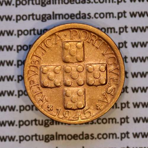 Portugal, bronze coin of 10 centavos 1945 Portuguese Republic, X centavos 1945 Bronze (VF+/XF), World Coins Portugal KM 583