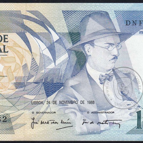 100 Escudos 1988 Fernando Pessoa 24/11/1988, 100$00 Cem Escudos 24/11/1988 Chapa:9 Banco de Portugal, (PC), Pick 179f