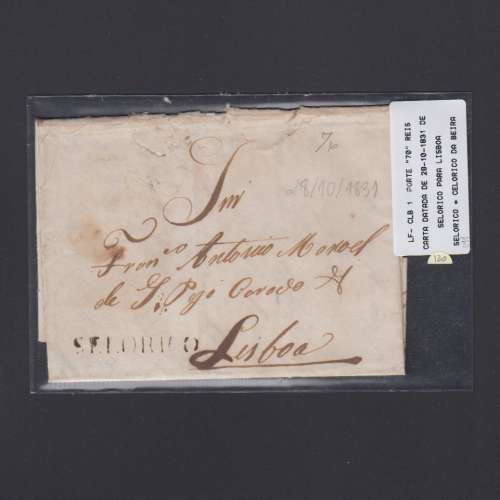 Carta Pré-Filatélica circulada de Celorico "SELORICO" para Lisboa datada de 28-10-1831