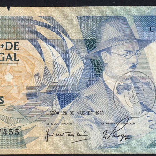100 Escudos Fernando Pessoa 26.05.1988, One Hundred Escudos 26 May 1988 Plate 9 - Bank of Portugal, (C), Pick 179e