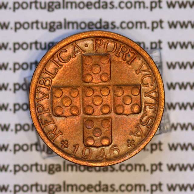 Portugal, bronze coin of 10 centavos 1946 Portuguese Republic, X centavos 1946 Bronze (UNC), World Coins Portugal KM 583