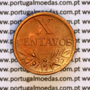 Portugal, bronze coin of 10 centavos 1946 Portuguese Republic, X centavos 1946 Bronze (UNC), World Coins Portugal KM 583