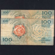 Lote 2 assinaturas 100 Escudos Fernando Pessoa 26/05/1988, 100$00 Cem Escudos Chapa:9 Banco de Portugal, (MC), Pick 179e