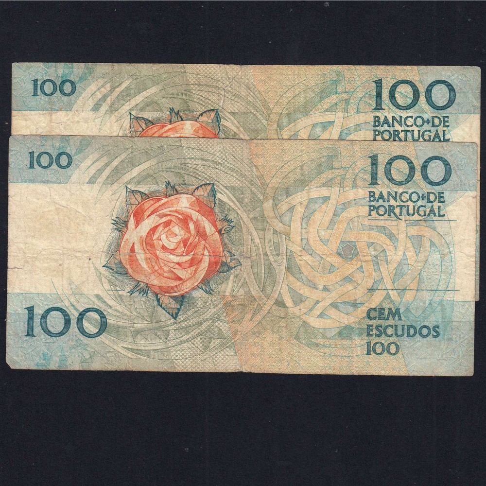 Lote 2 assinaturas 100 Escudos Fernando Pessoa 26/05/1988, 100$00 Cem Escudos Chapa:9 Banco de Portugal, (MC), Pick 179e