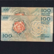 Lot 2 signatures 100 Escudos Fernando Pessoa 05/26/1988, 100$00 One Hundred Escudos Plate:9 Banco de Portugal, (MC), Pick 179e