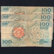 Lote 3 assinaturas 100 Escudos Fernando Pessoa 26/05/1988, 100$00 Cem Escudos Chapa:9 Banco de Portugal, (MC), Pick 179e
