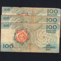 Lote 3 assinaturas 100 Escudos Fernando Pessoa 26/05/1988, 100$00 Cem Escudos Chapa:9 Banco de Portugal, (MC), Pick 179e